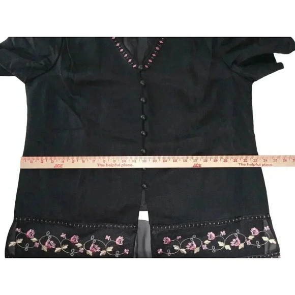 Positive Attitude Women's Blouse-Size 16 Petite-Floral Embroidery-Button Front - Picture 9 of 13